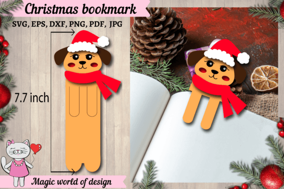 Christmas Bookmark Dog Template Svg