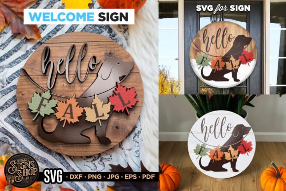 Hello Dog Thanksgiving SVG Door Sign
