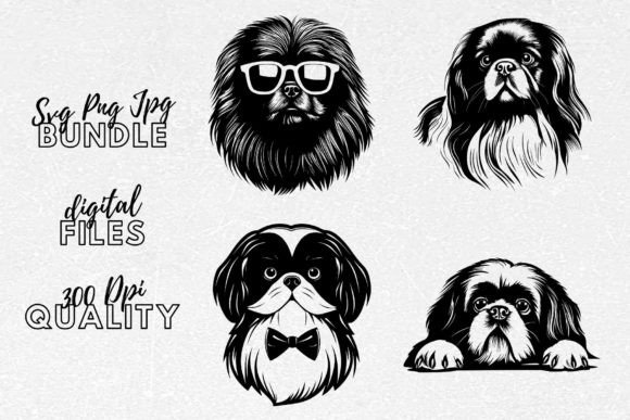 Pekingese Svg - Dog Lover Clipart
